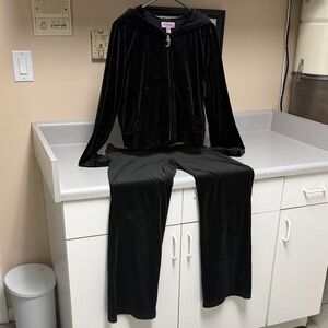 Juicy Couture Black Velour Hoodie Set